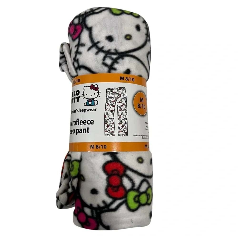Hello Kitty Microfleece Sleep Pants Womens Medium 8/10 White Sanrio Pajamas NEW - Picture 3 of 5